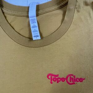 Topo Chico Sparking Water Bella Canvas Gold Tee with Red Logo Large